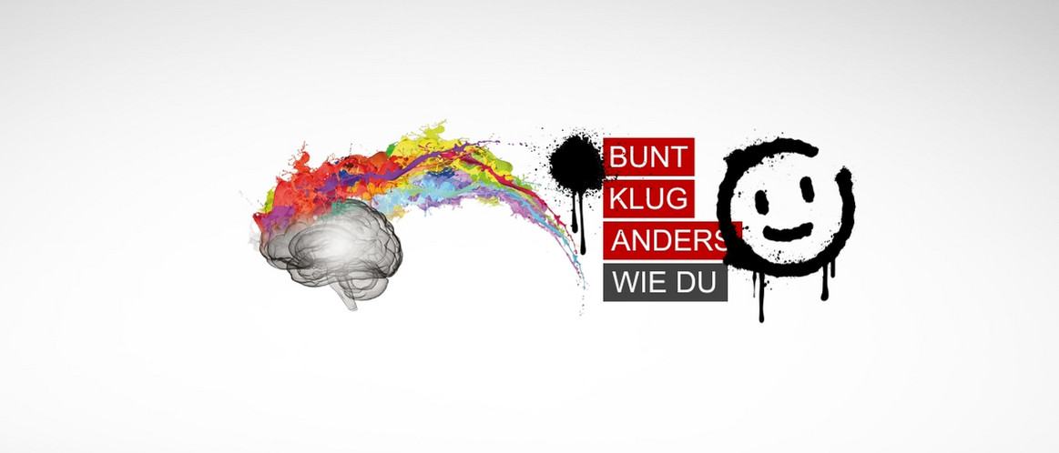 Header Bunt. Klug. Anders. Wie du.