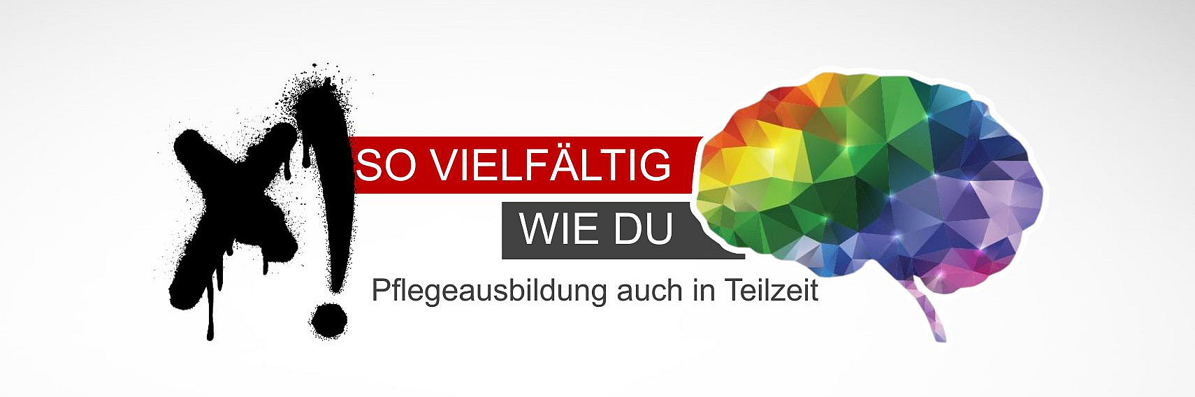 medbo Pflegeschulen buntes Gehirn mit Claim "So vielfältig wie du!" (liravega | adobe)