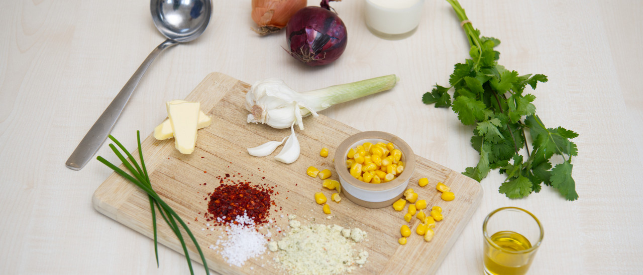 Zutaten für das Rezept "Crema de Elote" (c) medbo KU | Maier, Schmidt, Tenberge-Holzer