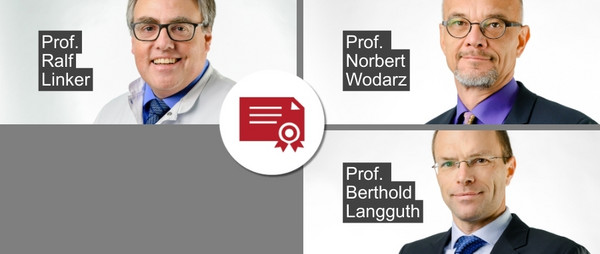 Stern-Ärzteliste und „Guter Rat“ (Focus) zeichnen Prof. Ralf Linker, Prof. Norbert Wodarz und Prof. Berhold Langguth aus (c) medbo KU / Frank Hübler