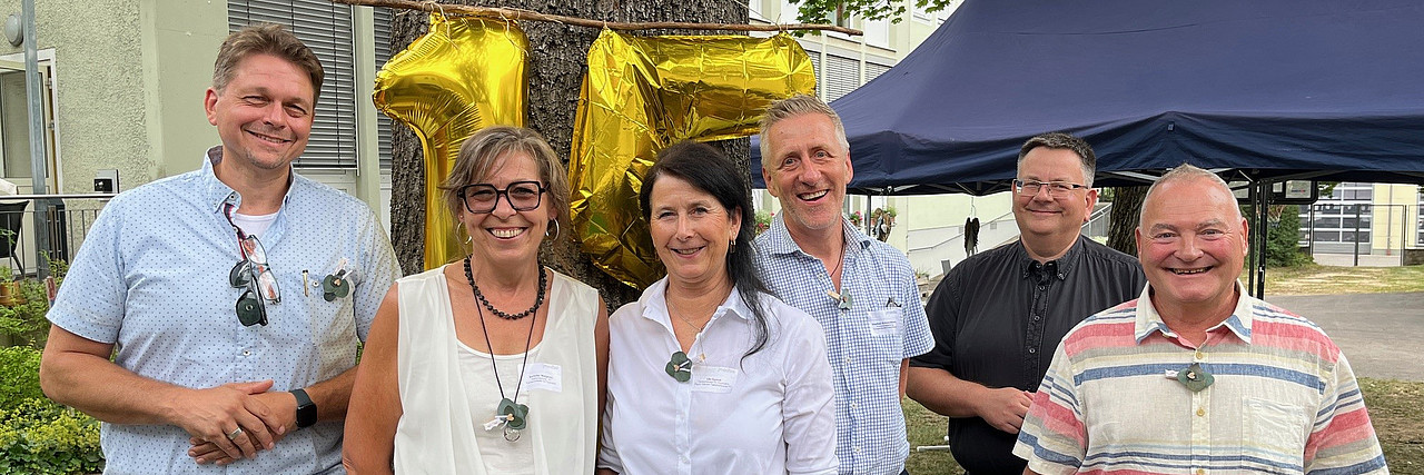 15 Jahre PIT: (von links) Thomas Hammer, Margareta Solleder, Ute Ogurek (PIT), Stephan Schwarzmann, Harald Wieder (Klinikseelsorge), Oswald Oberndorfer (Renate Neuhierl | medbo)