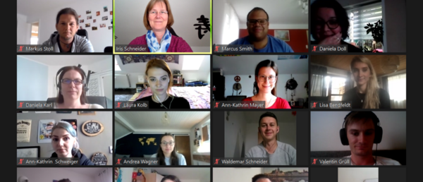 Videokonferenz Begrüßung Teilnehmer:innen Semesterstart (Iris Schneider | Hochschule Döpfer)