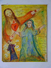 Christus und Marienerscheinung mit Selbstportrait, datiert 12.9.1935, signiert Hübel (Sammlung Vierzigmann | medbo)