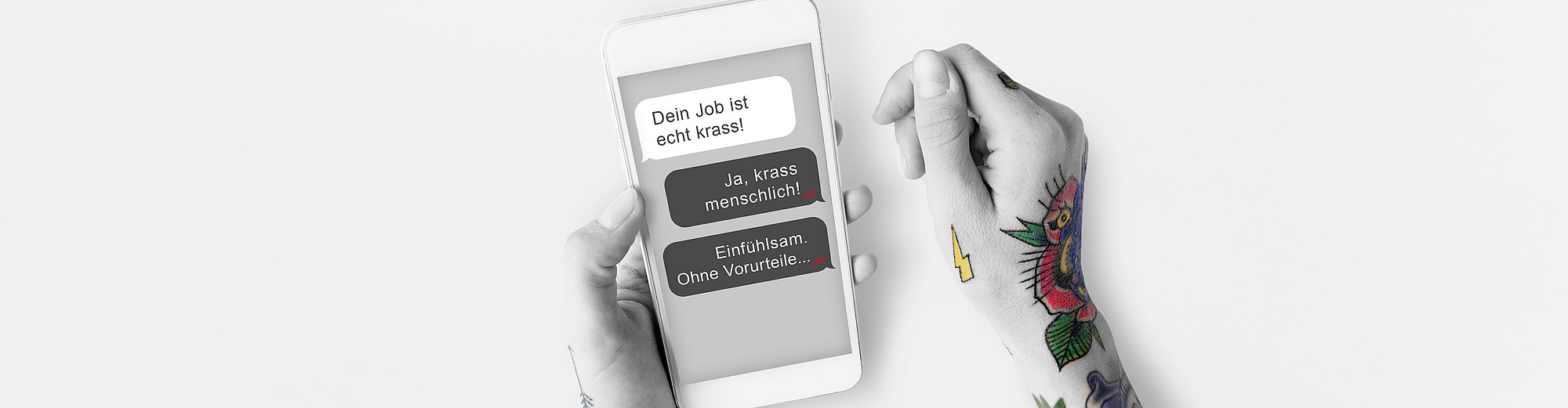 Arme Tattoo Smartphone mit Text